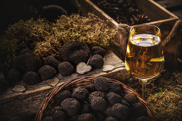 Pairing wine and truffles in Dordogne with local black truffles and white wine