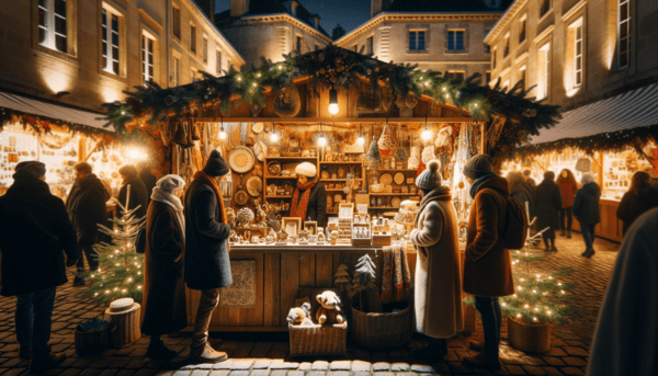 Bergerac Christmas Market with handmade gifts