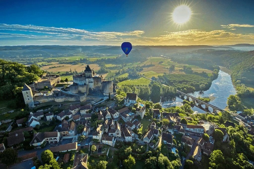 A bird's-eye view of the  medieval castle Castelnaud
