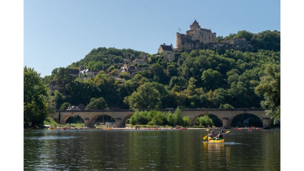 Canoeing on the Dordogne River near Castelnaud in Dordogne, France